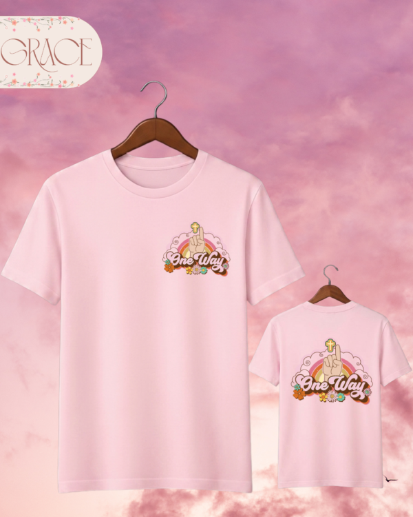 Camiseta Premium «One Way (Retro Rainbow)» -- Edición Coral (Doble Estampado)