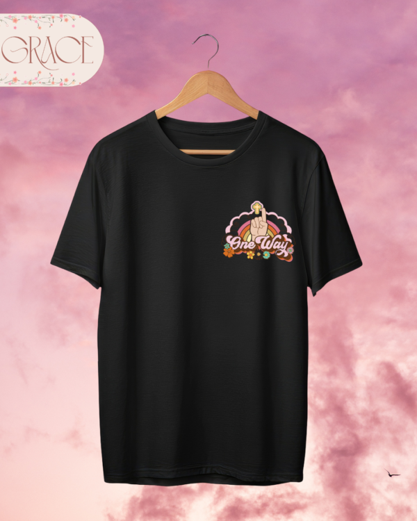 Camiseta Premium «One Way (Retro Rainbow)» -- Edición Coral (Doble Estampado)