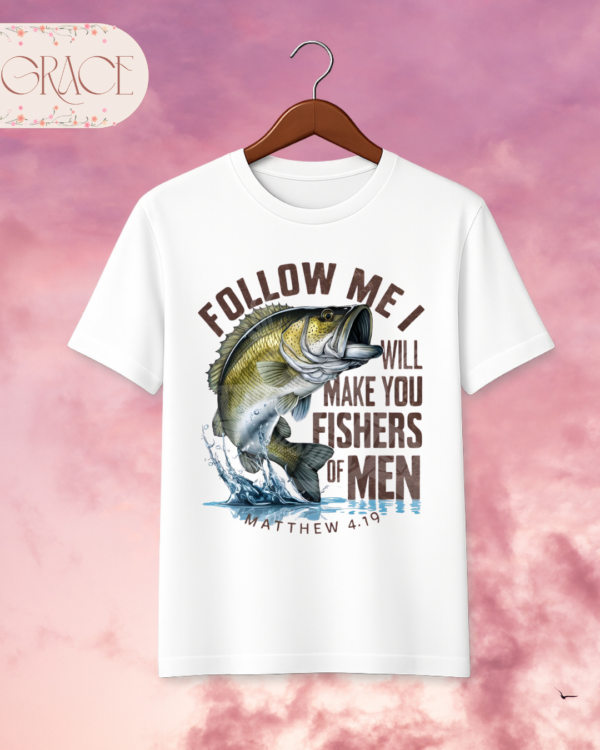 Camiseta "Fishers of Men" – Matthew 4:19 Christian Fishing Tee