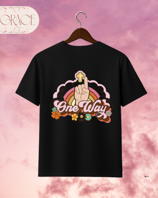 Camiseta Premium «One Way (Retro Rainbow)» -- Edición Coral (Doble Estampado)