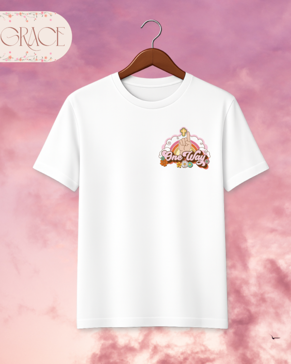 Camiseta Premium «One Way (Retro Rainbow)» -- Edición Coral (Doble Estampado)