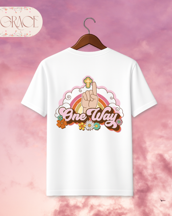 Camiseta Premium «One Way (Retro Rainbow)» -- Edición Coral (Doble Estampado)