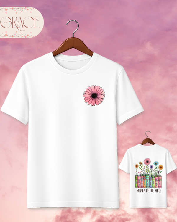 Camiseta Premium «Women of the Bible (Floral Books)» -- Edición Off White (Doble Estampado)