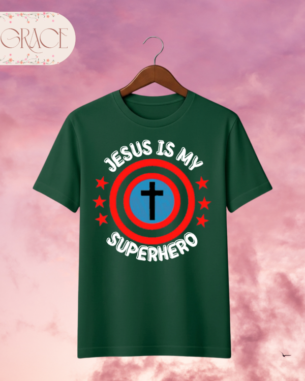 Camiseta Infantil "Jesus Is My Superhero" – Colección Kids (Unisex)