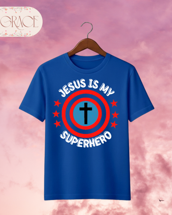 Camiseta Infantil "Jesus Is My Superhero" – Colección Kids (Unisex)