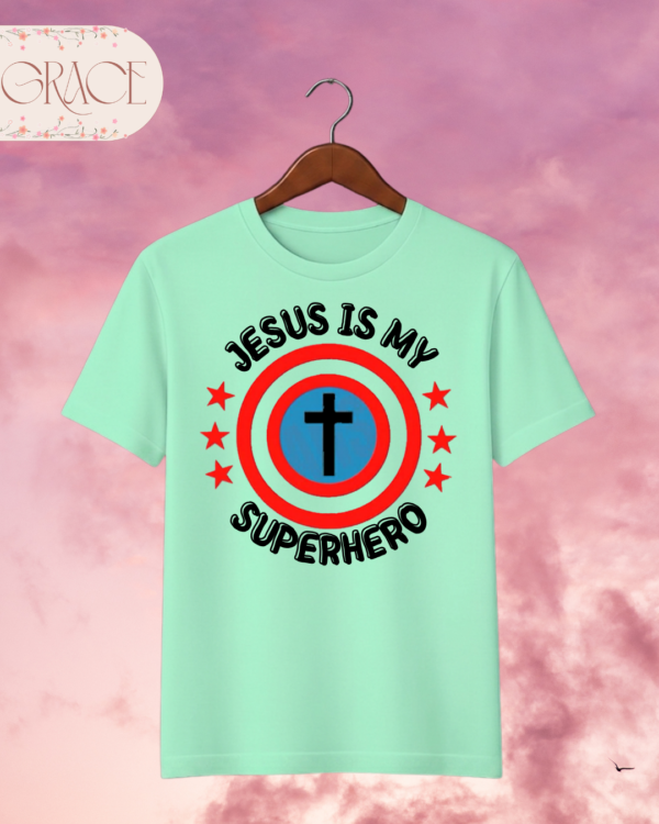 Camiseta Infantil "Jesus Is My Superhero" – Colección Kids (Unisex)