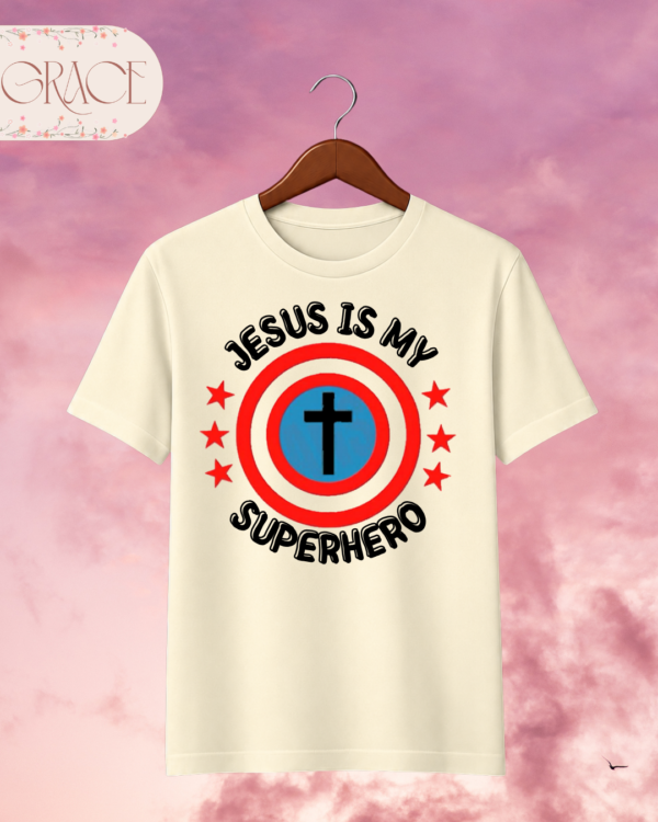 Camiseta Infantil "Jesus Is My Superhero" – Colección Kids (Unisex)