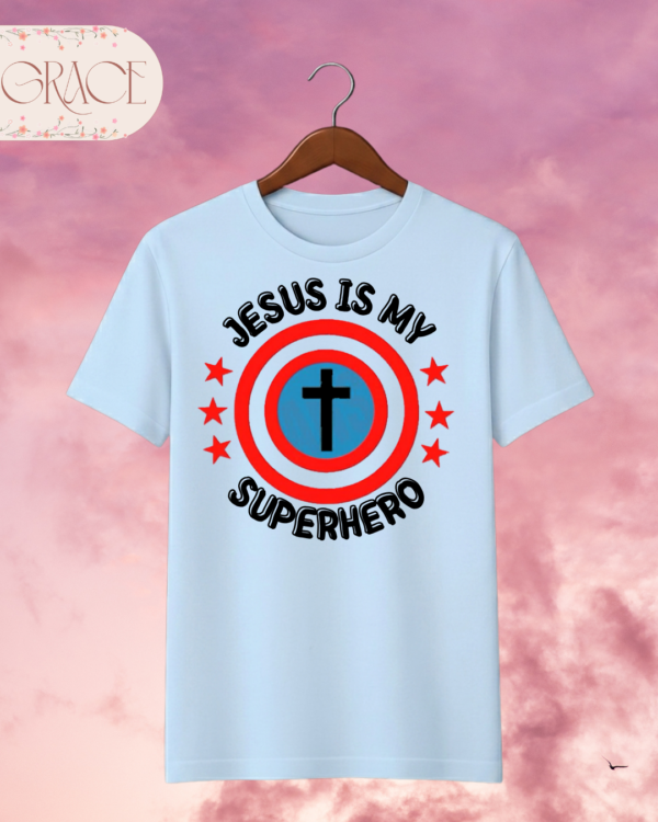 Camiseta Infantil "Jesus Is My Superhero" – Colección Kids (Unisex)