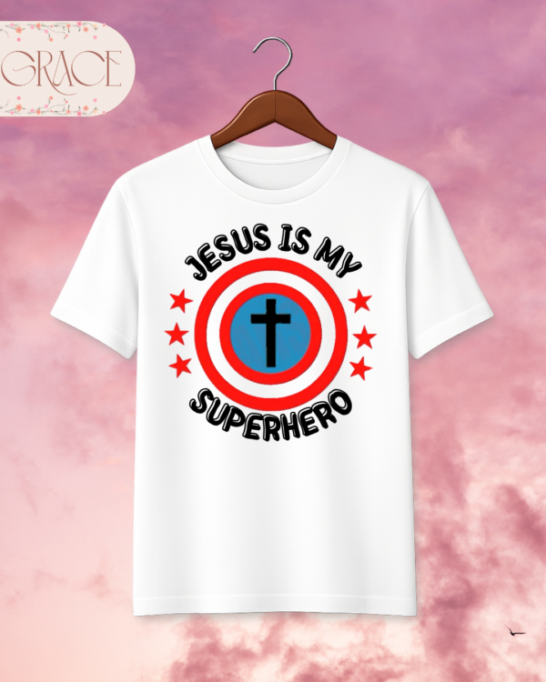 Camiseta Infantil "Jesus Is My Superhero" – Colección Kids (Unisex)