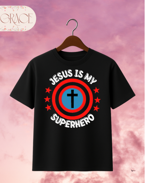 Camiseta Infantil "Jesus Is My Superhero" – Colección Kids (Unisex)