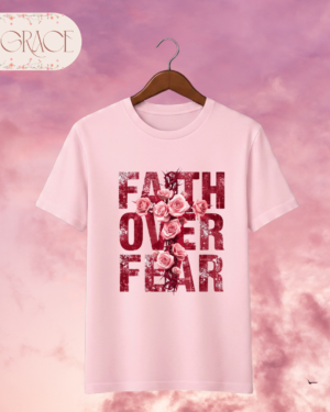 98 Camiseta "Faith Over Fear" – Christian Rose and Thorns Cross Tee