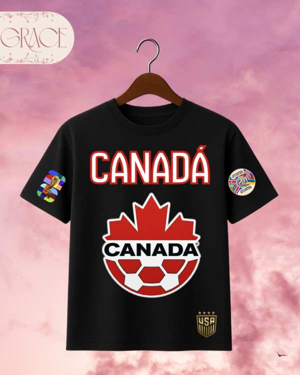 Custom World Soccer Jersey T-Shirt Canadá (230 GSM) – 2026 World Cup Edition (Double Sided Print)
