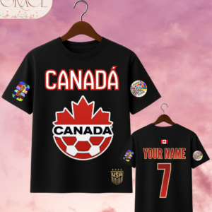 Custom World Soccer Jersey T-Shirt Canadá (230 GSM) – 2026 World Cup Edition (Double Sided Print)