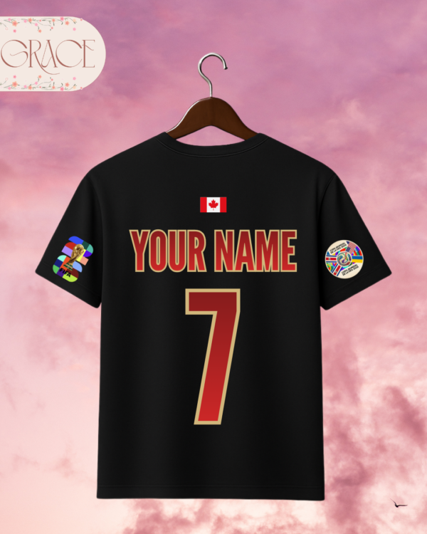 Custom World Soccer Jersey T-Shirt Canadá (230 GSM) – 2026 World Cup Edition (Double Sided Print)